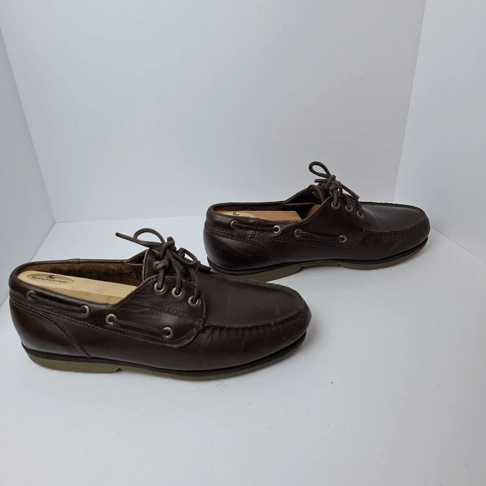 SEBAGO SIZE 8.5 6E MENS BROWN LEATHER Docksides Schooner Boat Deck SHOES